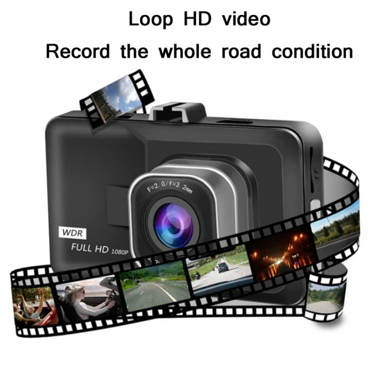 Enregistreur de Conduite Grand Angle HD 1080P Écran 3,0 pouces avec Image de Recul Spécification : Enregistrement Simple Définition Normale (Noir)
