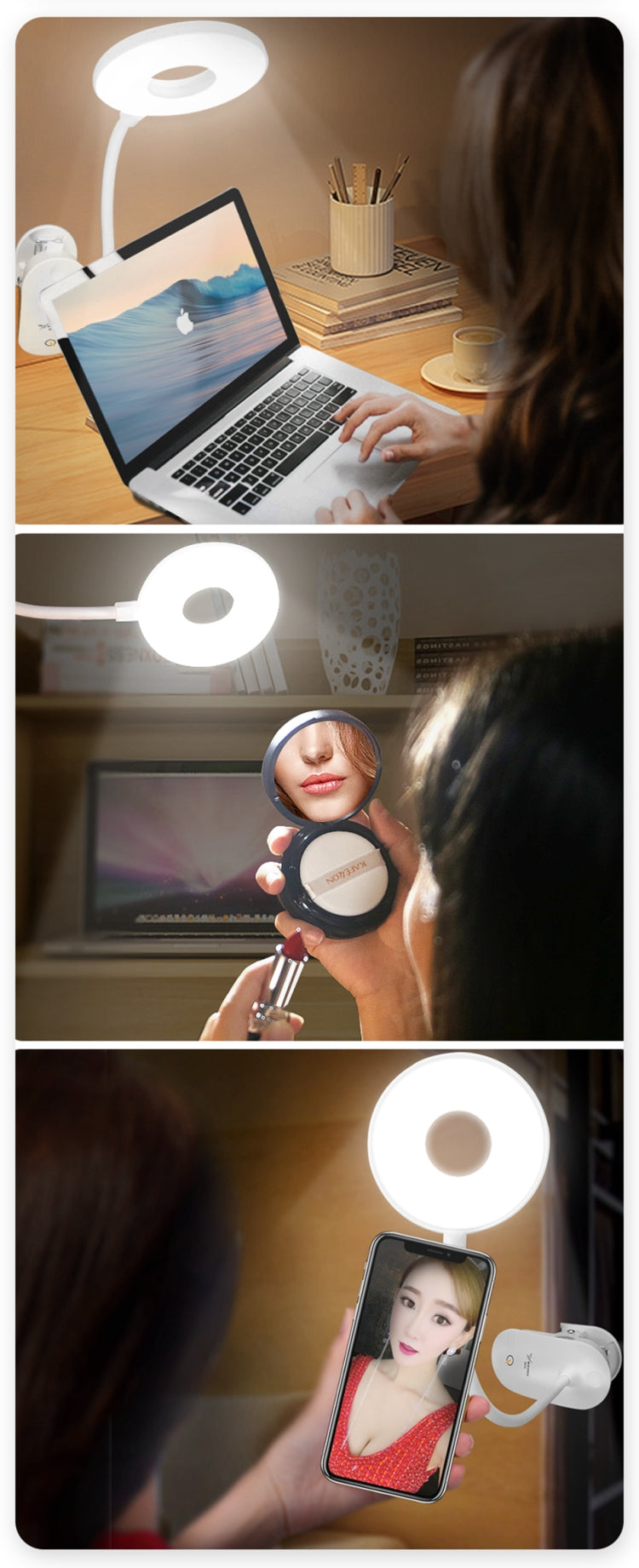 Lampe de Bureau à Pince YAGE YG-8102 2W 18 LED Interrupteur Tactile Gradation 3 Niveaux Protection des Yeux Lumière LED