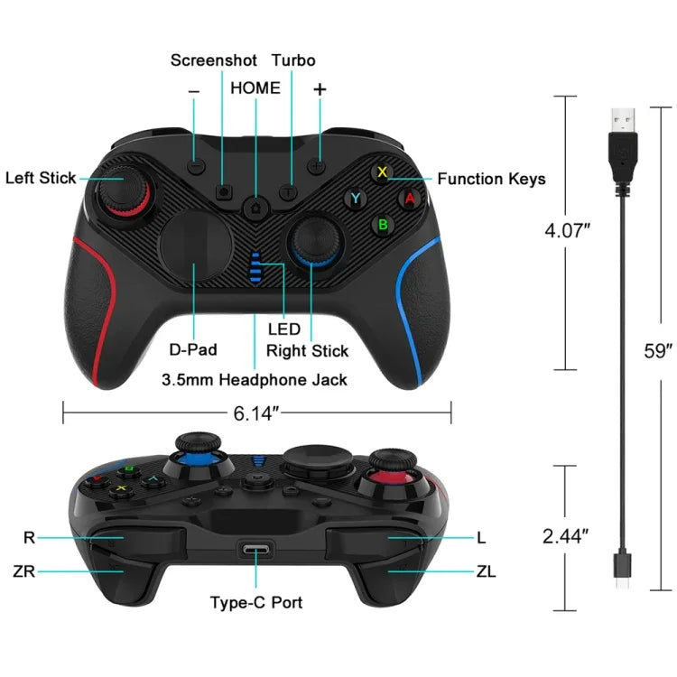 Manette de jeu sans fil avec réveil pour Nintendo Switch/Android/IOS/PC, Style : S818 Vert Noir