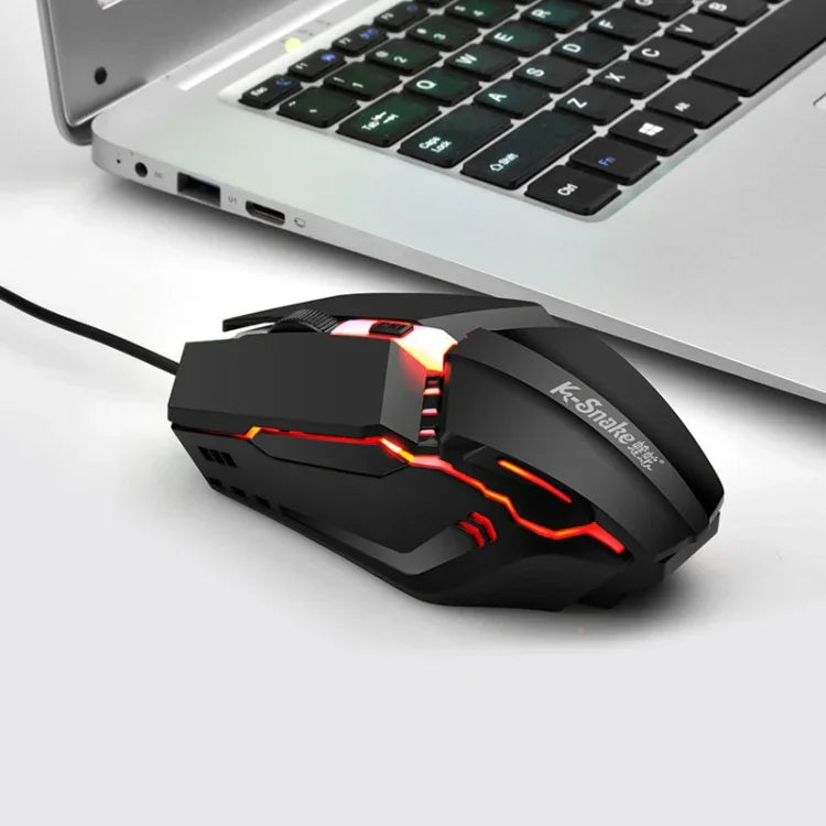 2 PCS K-Snake M11 4 boutons 1600DPI Souris de jeu lumineuse filaire pour ordinateur portable, longueur du câble : 1,5 m