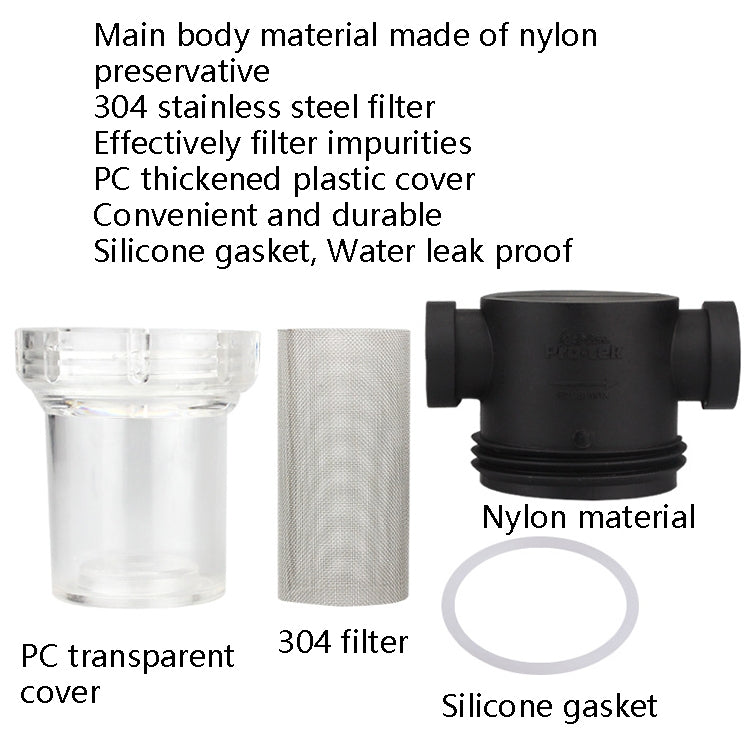 Filtre en plastique avant pour tuyau d'eau Purificateur d'eau d'irrigation de jardin, Spécification :, Interface 4 points 40 mailles