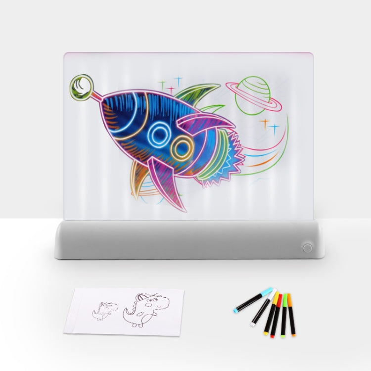 Tableau fluorescent de peinture 3D LED lumineuse, puzzle pour enfants, panneau de graffitis, tableau de messages manuscrits, gris, blanc, bleu, vert, rose