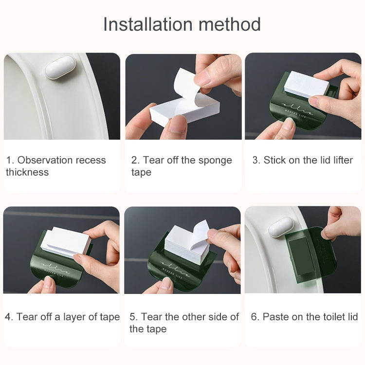 FY-J109 Poignée de couvercle de toilette, outil de levage de couvercle de toilette mains propres, Rouge Vin, Transparent, Vert Foncé
