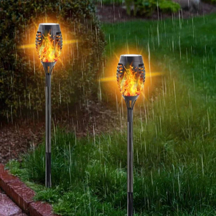 2 LAMPES SOLAIRES À FLAMME POUR COUR EXTÉRIEURE, PARC, PELOUSE, DÉCORATION, ÉCLAIRAGE PAYSAGER ÉTANCHE