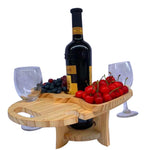 Table de pique-nique extérieure en bois avec porte-bouteilles pliable, Table pliante