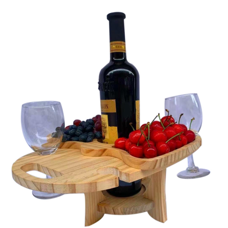 Table de pique-nique extérieure en bois avec porte-bouteilles pliable, Table pliante