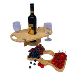 Table de pique-nique extérieure en bois avec porte-bouteilles pliable, Table pliante