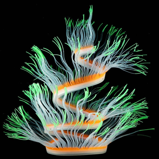 Décoration paysagère pour aquarium, gel de silice, corail simulé, anémone fluorescente, Taille : 50cm, 75cm, 100cm