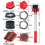 Kit d'outils de déménagement à hauteur réglable avec rouleau de déménagement pour meubles lourds de type levier, 13 pièces/ensemble, 5 pièces/ensemble