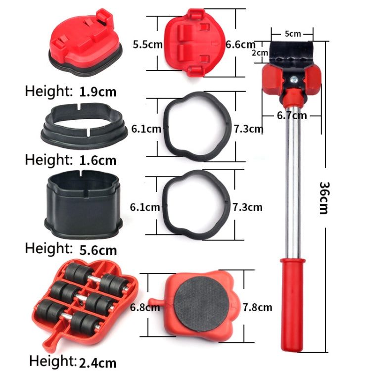 Kit d'outils de déménagement à hauteur réglable avec rouleau de déménagement pour meubles lourds de type levier, 13 pièces/ensemble, 5 pièces/ensemble