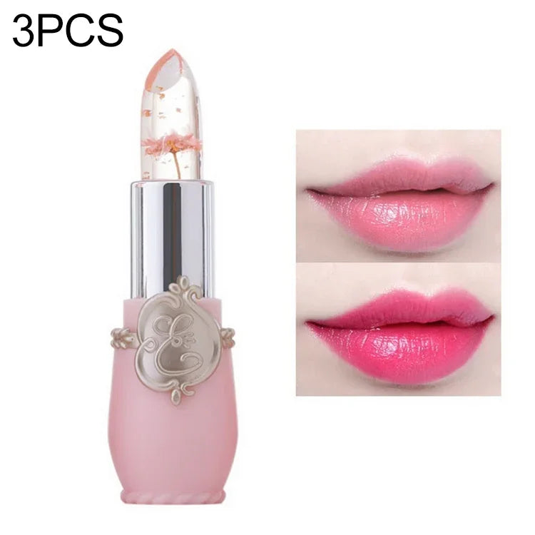 Baume à lèvres longue durée, transparent, à la fleur changeante de couleur, gelée hydratante, rose pâle, rouge rose, rouge foncé, jaune, vert clair, violet