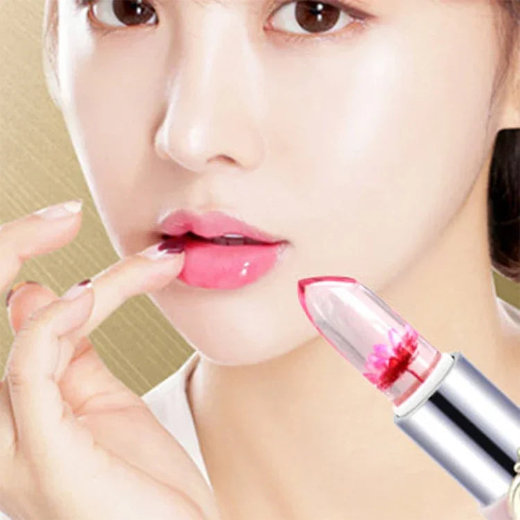 Baume à lèvres longue durée, transparent, à la fleur changeante de couleur, gelée hydratante, rose pâle, rouge rose, rouge foncé, jaune, vert clair, violet
