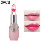 Baume à lèvres longue durée, transparent, à la fleur changeante de couleur, gelée hydratante, rose pâle, rouge rose, rouge foncé, jaune, vert clair, violet