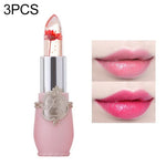 Baume à lèvres longue durée, transparent, à la fleur changeante de couleur, gelée hydratante, rose pâle, rouge rose, rouge foncé, jaune, vert clair, violet