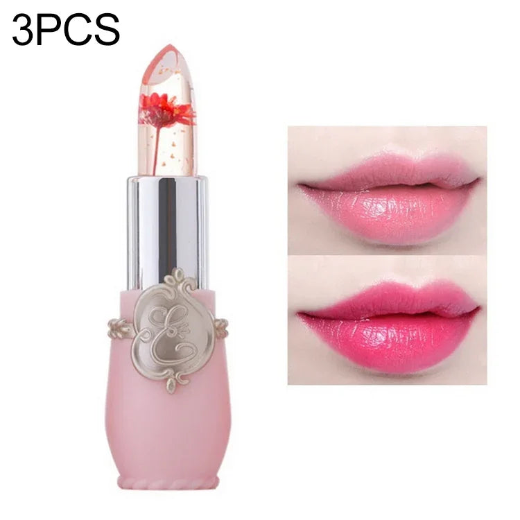 Baume à lèvres longue durée, transparent, à la fleur changeante de couleur, gelée hydratante, rose pâle, rouge rose, rouge foncé, jaune, vert clair, violet