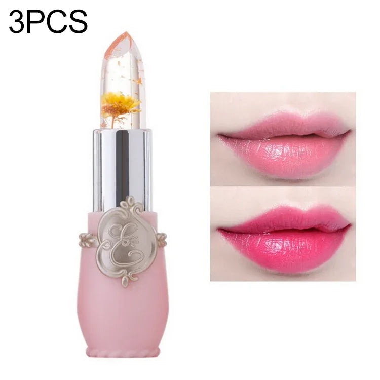 Baume à lèvres longue durée, transparent, à la fleur changeante de couleur, gelée hydratante, rose pâle, rouge rose, rouge foncé, jaune, vert clair, violet
