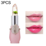 Baume à lèvres longue durée, transparent, à la fleur changeante de couleur, gelée hydratante, rose pâle, rouge rose, rouge foncé, jaune, vert clair, violet