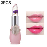 Baume à lèvres longue durée, transparent, à la fleur changeante de couleur, gelée hydratante, rose pâle, rouge rose, rouge foncé, jaune, vert clair, violet