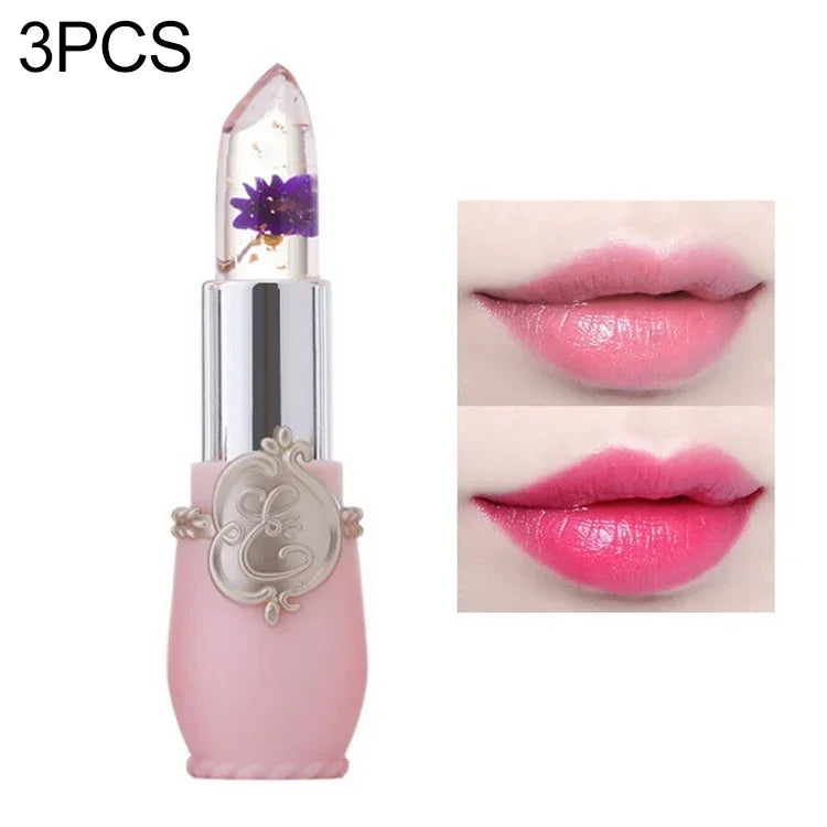 Baume à lèvres longue durée, transparent, à la fleur changeante de couleur, gelée hydratante, rose pâle, rouge rose, rouge foncé, jaune, vert clair, violet