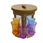 Distributeur de vin 6 tasses, verseur automatique avec plateau tournant de jeu, Style :, rond bleu avec tasse transparente, rond bleu avec tasse colorée, rond gris avec tasse transparente, rond gris avec tasse colorée, rond marron avec tasse transparente