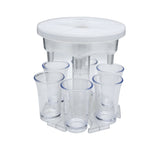 Distributeur de vin 6 tasses, verseur automatique avec plateau tournant de jeu, Style :, rond bleu avec tasse transparente, rond bleu avec tasse colorée, rond gris avec tasse transparente, rond gris avec tasse colorée, rond marron avec tasse transparente
