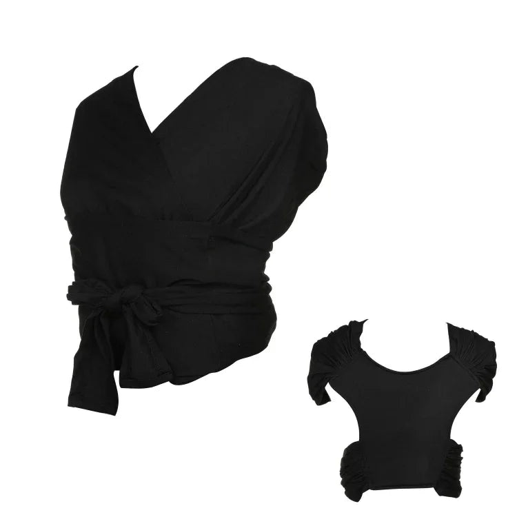 Porte-bébé double épaule avant porte-bébé portable sac de transport en X pour bébé, Taille :, M (Noir), L (Noir), M (Gris), L (Gris)