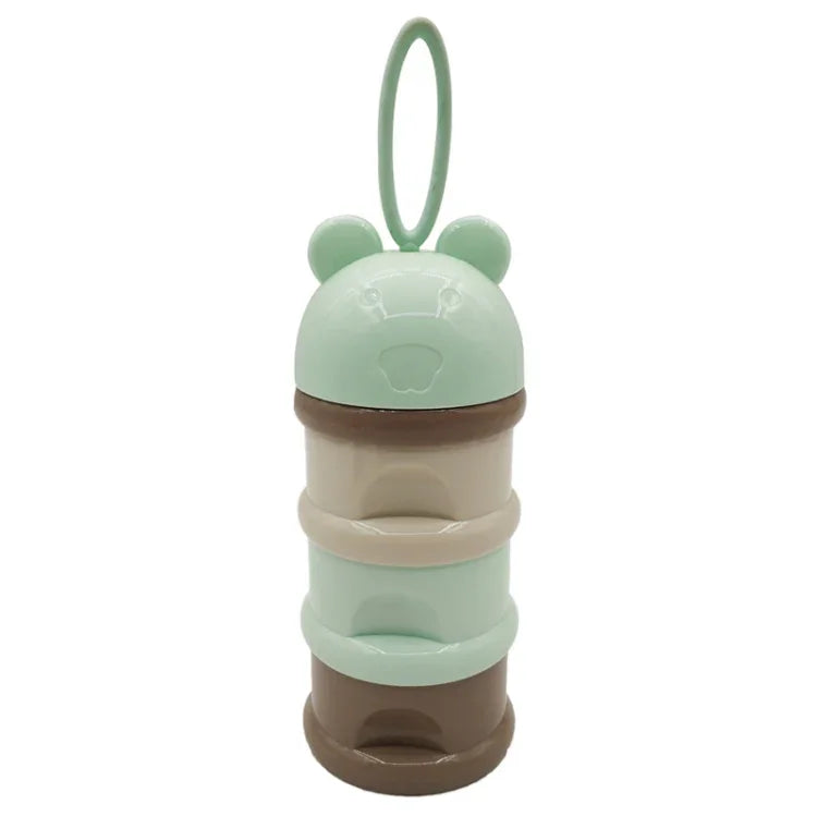 Boîte de Rangement Portable pour Nourriture Bébé Style Grenouille à 3 Couches Boîte à Lait en Poudre Cartoon, Bleu, Vert, Violet