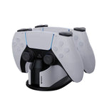 Chargeur double SPARKFOX W20P508 avec poignées sans fil pour PS5, comprenant : chargeur, câble de données et prise de charge.