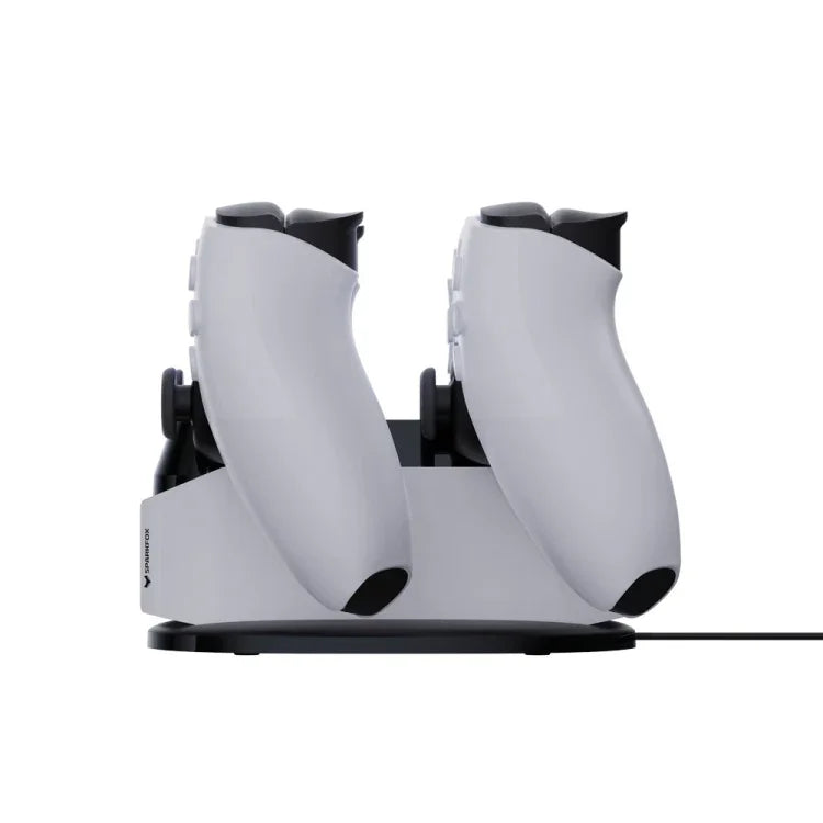 Chargeur double SPARKFOX W20P508 avec poignées sans fil pour PS5, comprenant : chargeur, câble de données et prise de charge.