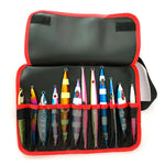 Sac à outils pour appâts de pêche sur route, sac de rangement portable étanche pliable pour appâts plombés, rouge noir, jaune noir