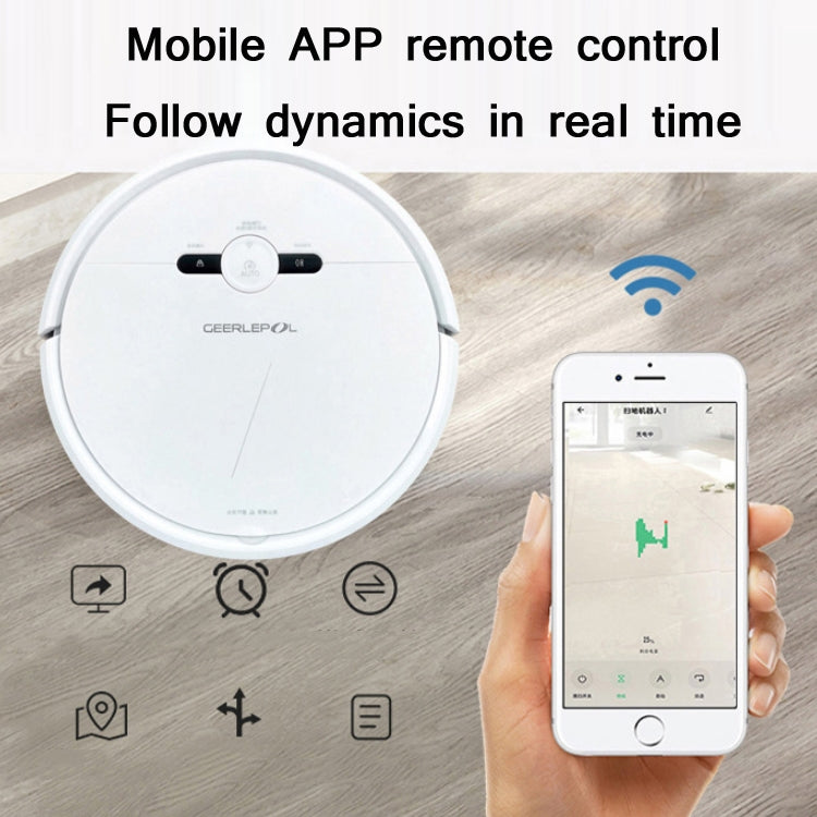 Robot aspirateur automatique GEERLEPOL Smart Home, haute configuration, support application mobile, blanc, noir