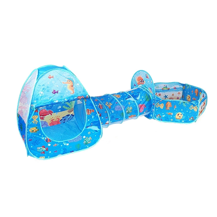 Jouet piscine à balles océan pliable 3 en 1 ZP01 tente enfant maison de jeu tunnel de tir, Bleu mer, Mer profonde