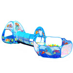 Jouet piscine à balles océan pliable 3 en 1 ZP01 tente enfant maison de jeu tunnel de tir, Bleu mer, Mer profonde
