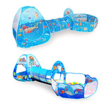 Jouet piscine à balles océan pliable 3 en 1 ZP01 tente enfant maison de jeu tunnel de tir, Bleu mer, Mer profonde