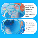 Jouet piscine à balles océan pliable 3 en 1 ZP01 tente enfant maison de jeu tunnel de tir, Bleu mer, Mer profonde