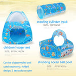 Jouet piscine à balles océan pliable 3 en 1 ZP01 tente enfant maison de jeu tunnel de tir, Bleu mer, Mer profonde