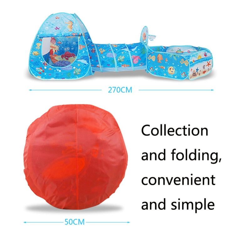 Jouet piscine à balles océan pliable 3 en 1 ZP01 tente enfant maison de jeu tunnel de tir, Bleu mer, Mer profonde