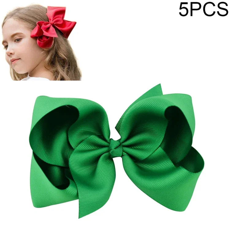 5 Pinces à Cheveux Nœuds en Ruban Gros Couleur Vive pour Enfants Filles 6 Pouces