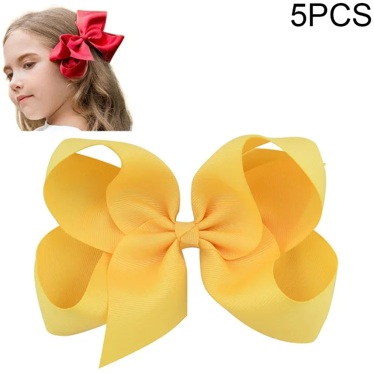5 Pinces à Cheveux Nœuds en Ruban Gros Couleur Vive pour Enfants Filles 6 Pouces