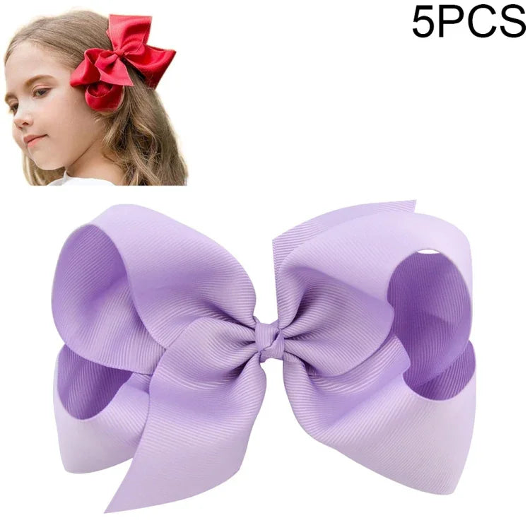 5 Pinces à Cheveux Nœuds en Ruban Gros Couleur Vive pour Enfants Filles 6 Pouces