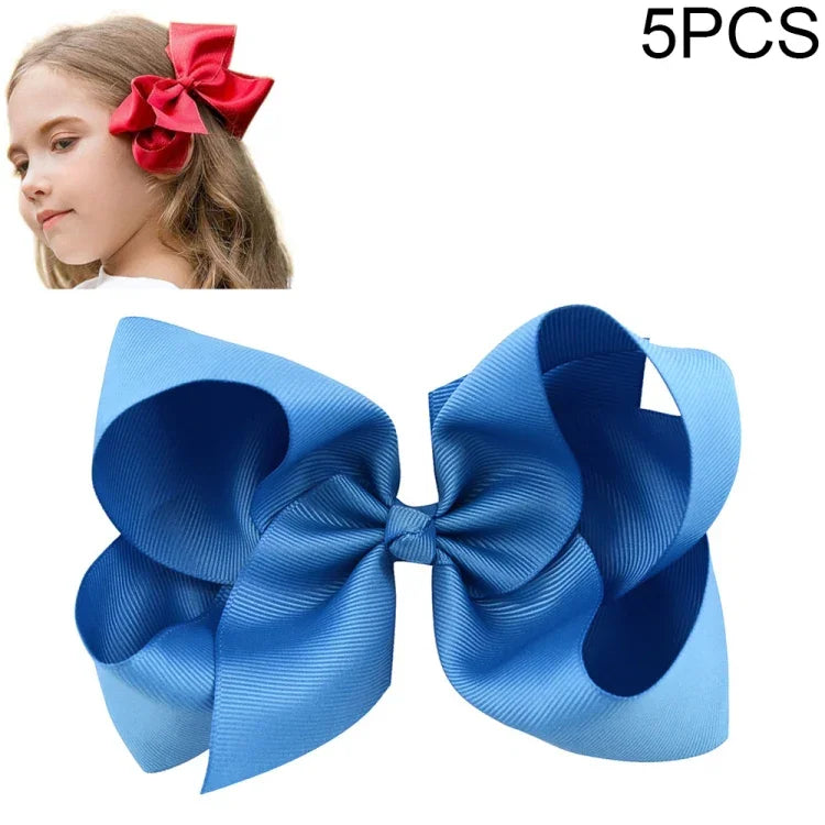 5 Pinces à Cheveux Nœuds en Ruban Gros Couleur Vive pour Enfants Filles 6 Pouces