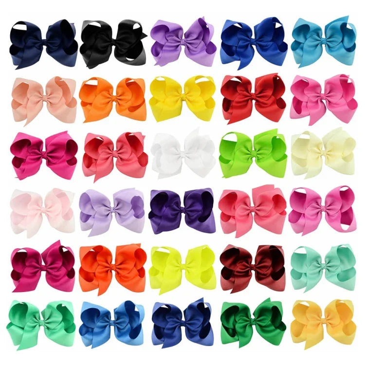 5 Pinces à Cheveux Nœuds en Ruban Gros Couleur Vive pour Enfants Filles 6 Pouces