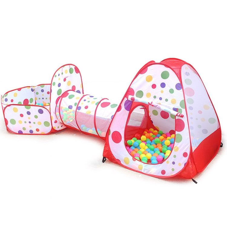 Jouet piscine à balles océan pliable 3 en 1 tente enfant maison de jeu tunnel de tir, Rouge