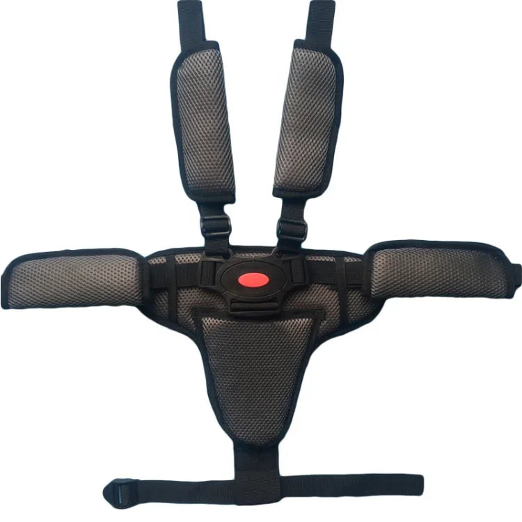 Baby Dining Chair Stroller Safety Strap Five-Point  Type A Version + Fixed Strap + Thick Shoulder Pad + Large Crotch Protector, Black, Red, Pink, Sky Blue, Grey