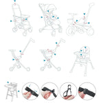 Baby Dining Chair Stroller Safety Strap Five-Point  Type A Version + Fixed Strap + Thick Shoulder Pad + Large Crotch Protector, Black, Red, Pink, Sky Blue, Grey