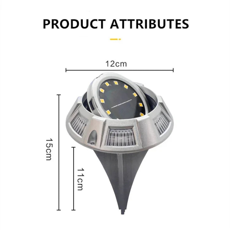 Outdoor Solar Underground Lamp Rotating Buried Lawn Lamp , Spec:, 12 LEDs White+Blue Light (Aluminum Shell), 12 LEDs Warm+Blue Light (Aluminum Shell), 12 LEDs White+Color Llight (Aluminum Shell), 12 LEDs Warm+Color Light (Aluminum Shell)