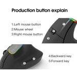 Souris verticale sans fil double mode Bluetooth DELUX M618C 6 boutons 1600 DPI RVB, M618C (blanc), M618C (noir)