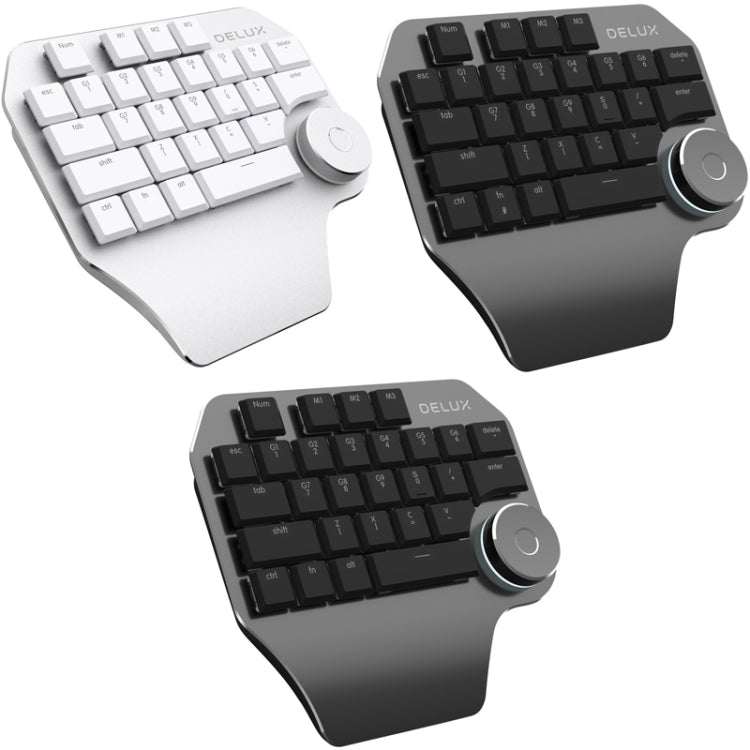 DELUX T11 Clavier unimanuel 29 touches à raccourcis, outil de reconnaissance vocale, clavier plat, couleur : Argent, Argent