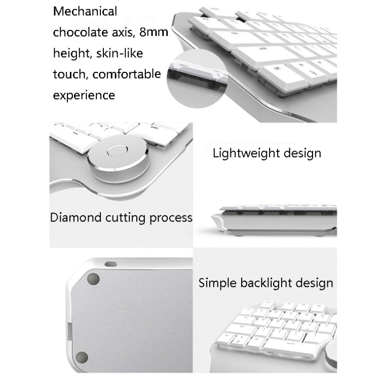 DELUX T11 Clavier unimanuel 29 touches à raccourcis, outil de reconnaissance vocale, clavier plat, couleur : Argent, Argent