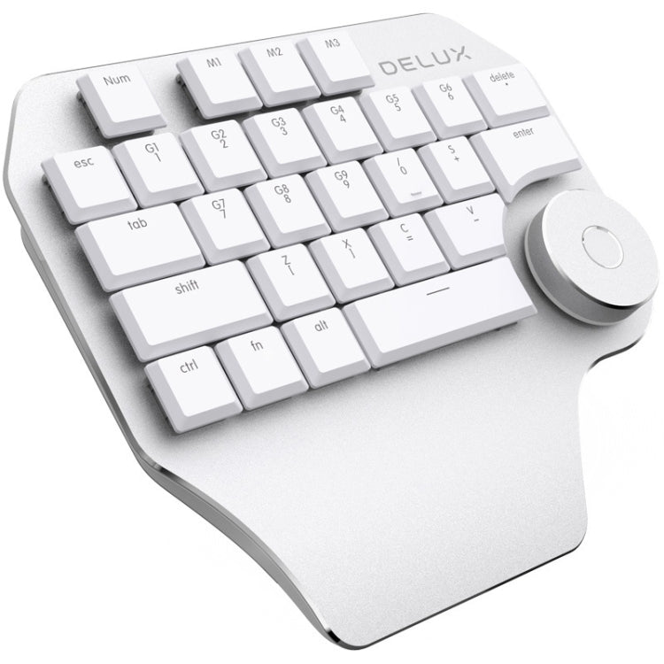 DELUX T11 Clavier unimanuel 29 touches à raccourcis, outil de reconnaissance vocale, clavier plat, couleur : Argent, Argent